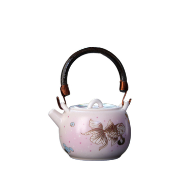 Ceainic Ruyao cu mâner, pentru uz casnic, capacitate mare, plită ceramică electrică, set de ceai Kung Fu, pentru infuzare ceai, design cu pește mic auriu