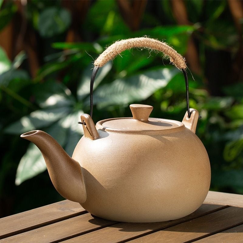Set de ceai ceramic vintage Kung Fu cu ceainic, cești și fierbător pentru prepararea ceaiului pe aragaz – pentru uz casnic și în aer liber