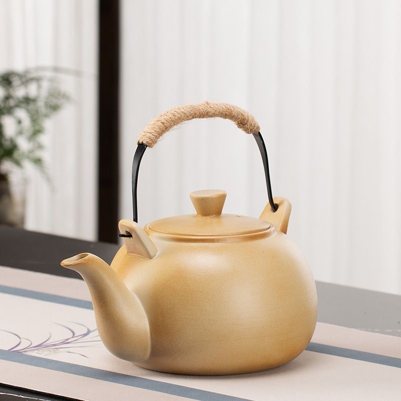 Set de ceai ceramic vintage Kung Fu cu ceainic, cești și fierbător pentru prepararea ceaiului pe aragaz – pentru uz casnic și în aer liber