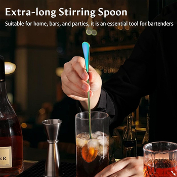 Lingură nouă pentru amestecat cocktail, compatibilă cu mașina de spălat vase, din oțel inoxidabil 410, îngroșat, mâner lung, linguriță pentru băuturi