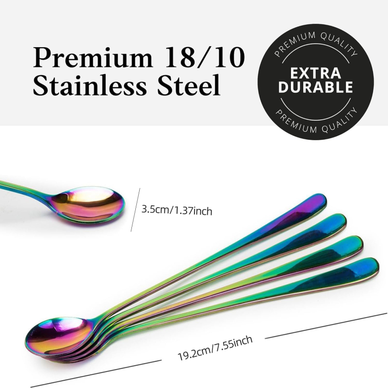 Lingură nouă pentru amestecat cocktail, compatibilă cu mașina de spălat vase, din oțel inoxidabil 410, îngroșat, mâner lung, linguriță pentru băuturi