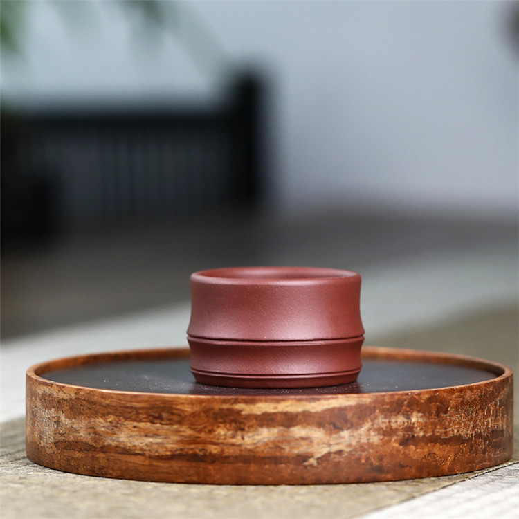 Ceașcă de ceai Yixing Zisha din lut purpuriu, design cu nod din bambus, set ceai cu ceașcă și ceainic