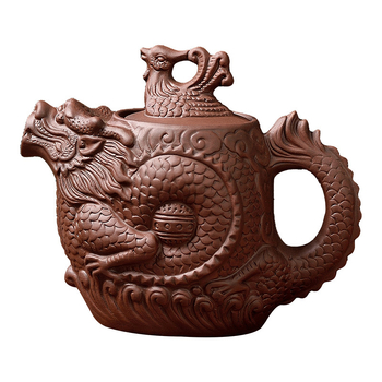 Ceainic chinezesc din lut mov, capacitate mare, dragon și phoenix, set de ceai Kung Fu