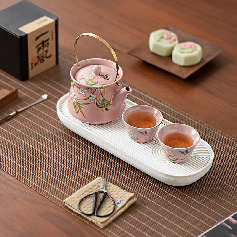 Set Gongfu Ru Kiln de ceai: 1 ceainic și 3 cești, ceramică, pentru uz casnic