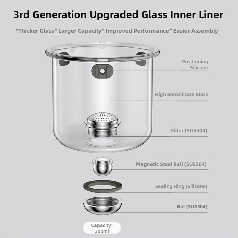 Ceainic magnetic de înaltă calitate pentru o singură porție, cu pahar de separare a apei — set de ceai din sticlă rezistentă la căldură, pentru sănătate, 550 ml