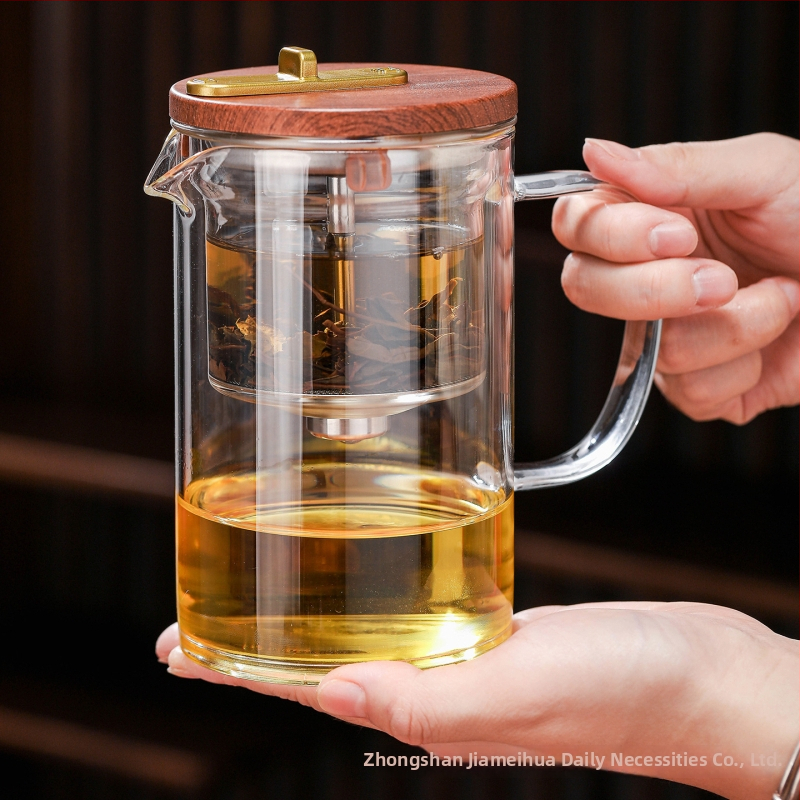 Ceainic magnetic de înaltă calitate pentru o singură porție, cu pahar de separare a apei — set de ceai din sticlă rezistentă la căldură, pentru sănătate, 550 ml