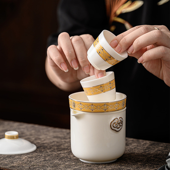 Set de ceai portabil din porțelan pentru două persoane, cu tavă de ceai și logo personalizabil