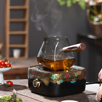 Ceainic din sticlă rezistentă la temperatură pentru plita electrică ceramică, stil retro pentru casă și birou