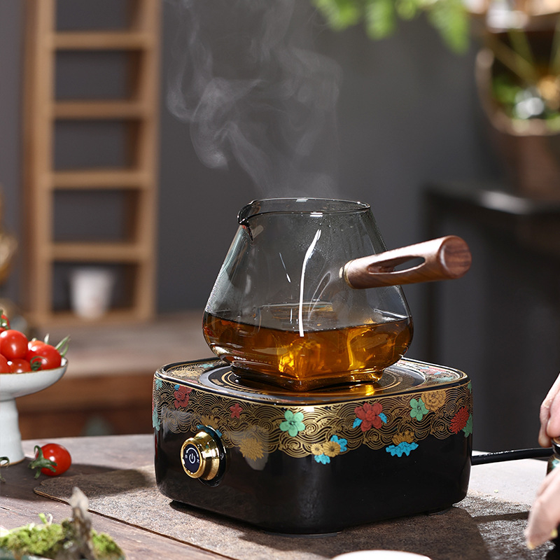 Ceainic din sticlă rezistentă la temperatură pentru plita electrică ceramică, stil retro pentru casă și birou