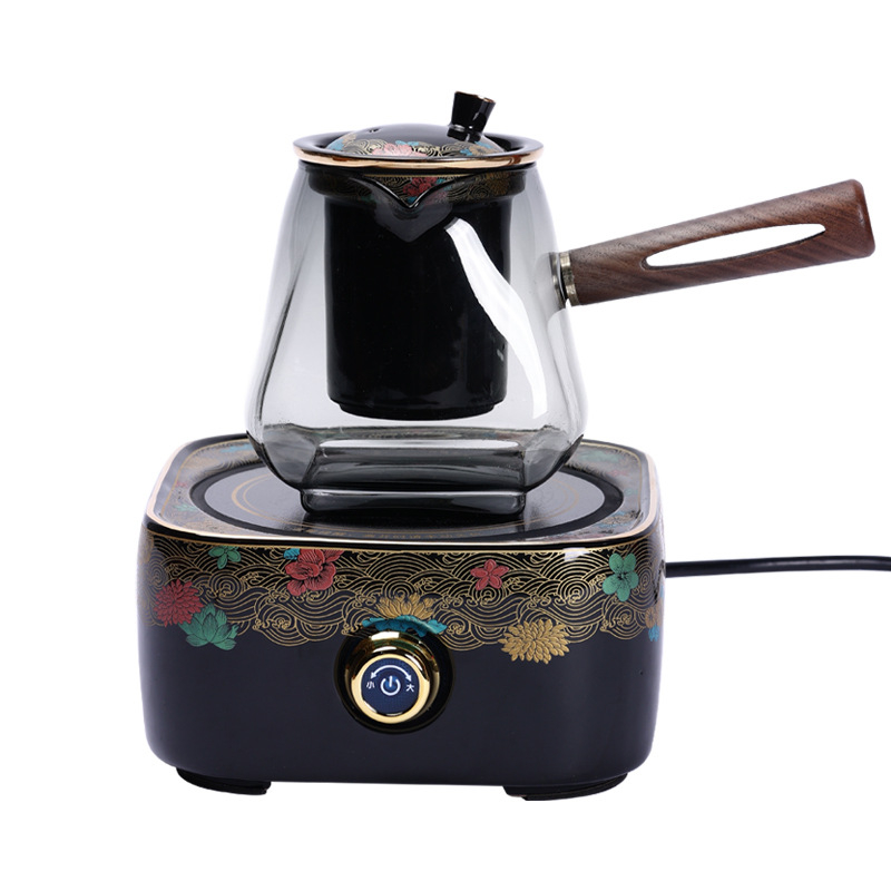 Ceainic din sticlă rezistentă la temperatură pentru plita electrică ceramică, stil retro pentru casă și birou