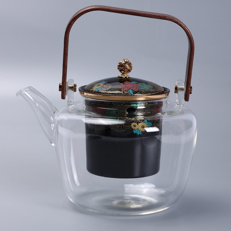 Ceainic din sticlă rezistentă la temperatură pentru plita electrică ceramică, stil retro pentru casă și birou