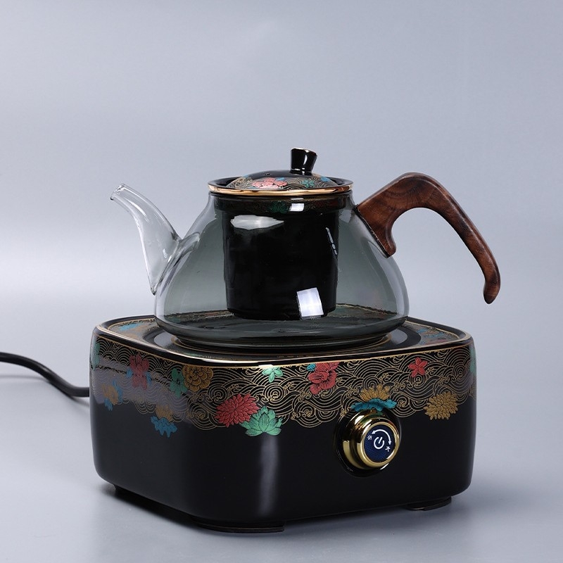 Ceainic din sticlă rezistentă la temperatură pentru plita electrică ceramică, stil retro pentru casă și birou