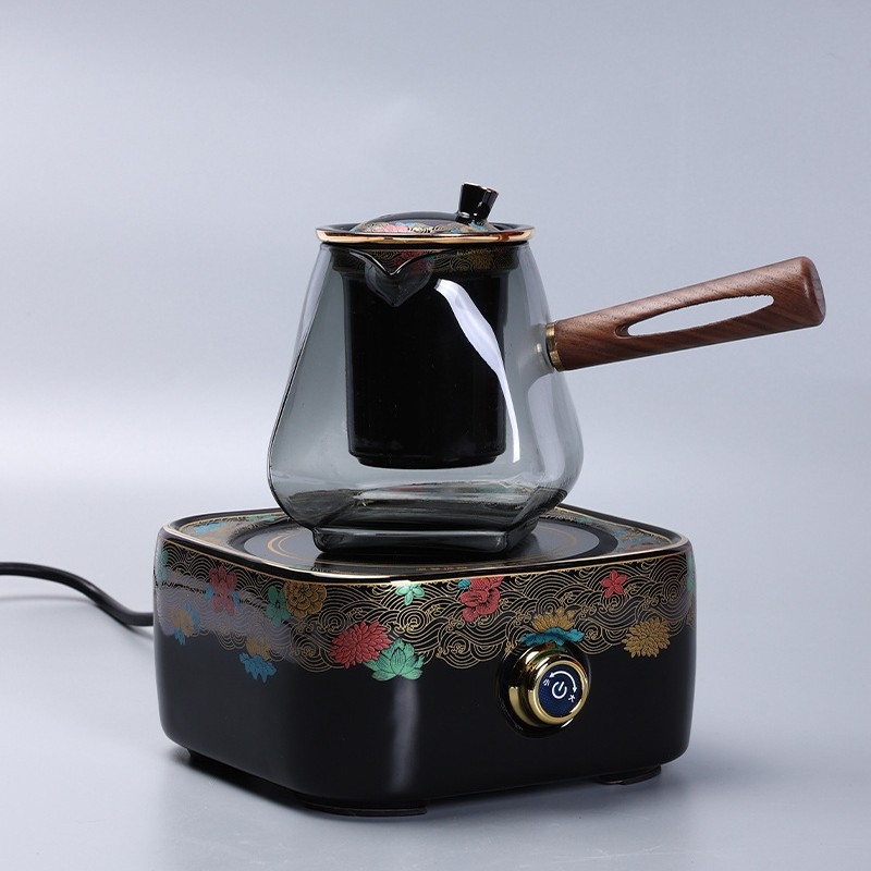 Ceainic din sticlă rezistentă la temperatură pentru plita electrică ceramică, stil retro pentru casă și birou