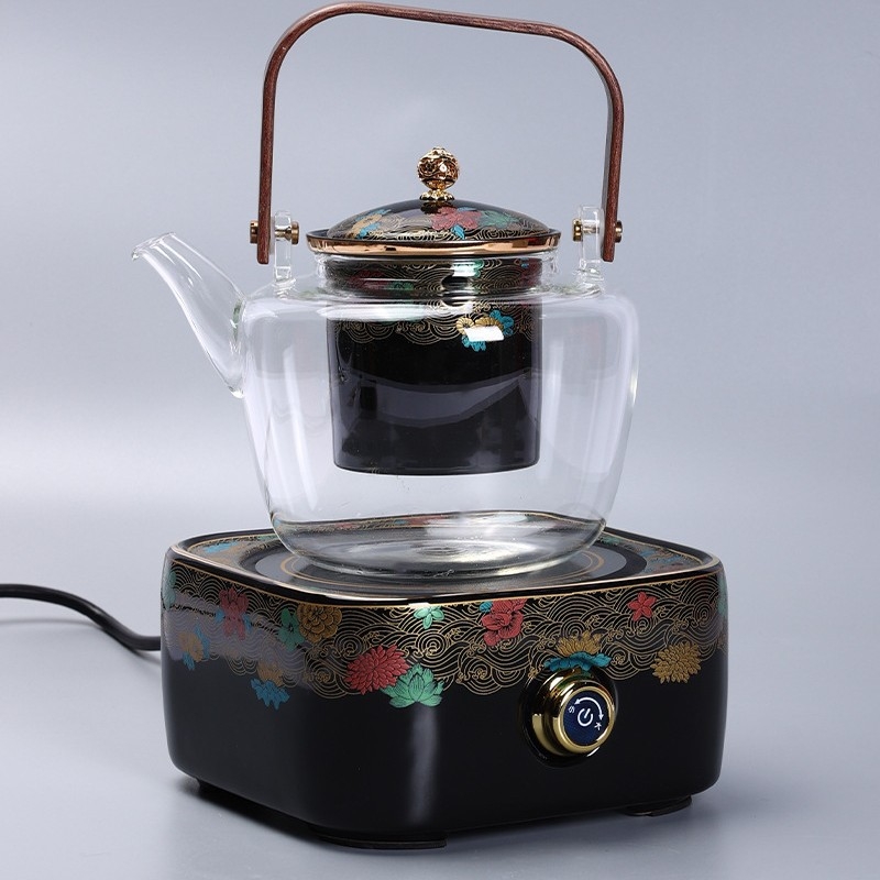 Ceainic din sticlă rezistentă la temperatură pentru plita electrică ceramică, stil retro pentru casă și birou