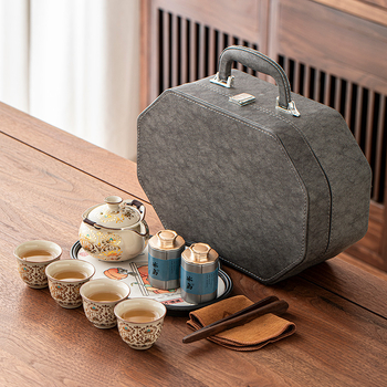 Set de ceai ceramic portabil cu gaiwan, ceainic și ceașcă pentru utilizare acasă și în aer liber