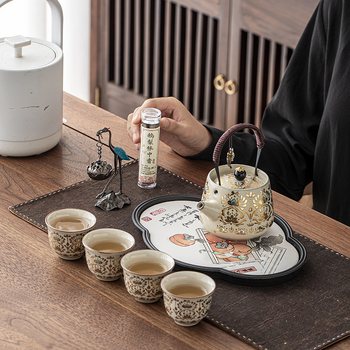 Set de ceai ceramic portabil cu gaiwan, ceainic și ceașcă pentru utilizare acasă și în aer liber