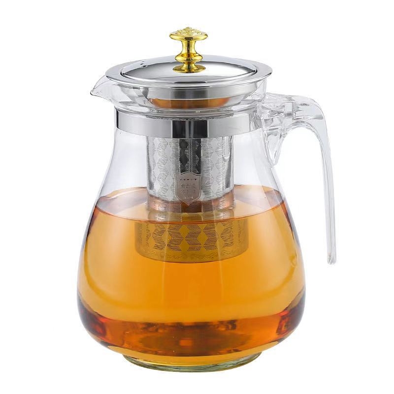 Ceainic din sticlă cu design floral, set de ceai pentru birou, interior din oțel inoxidabil 304, cadou pentru casă, imprimare logo disponibil