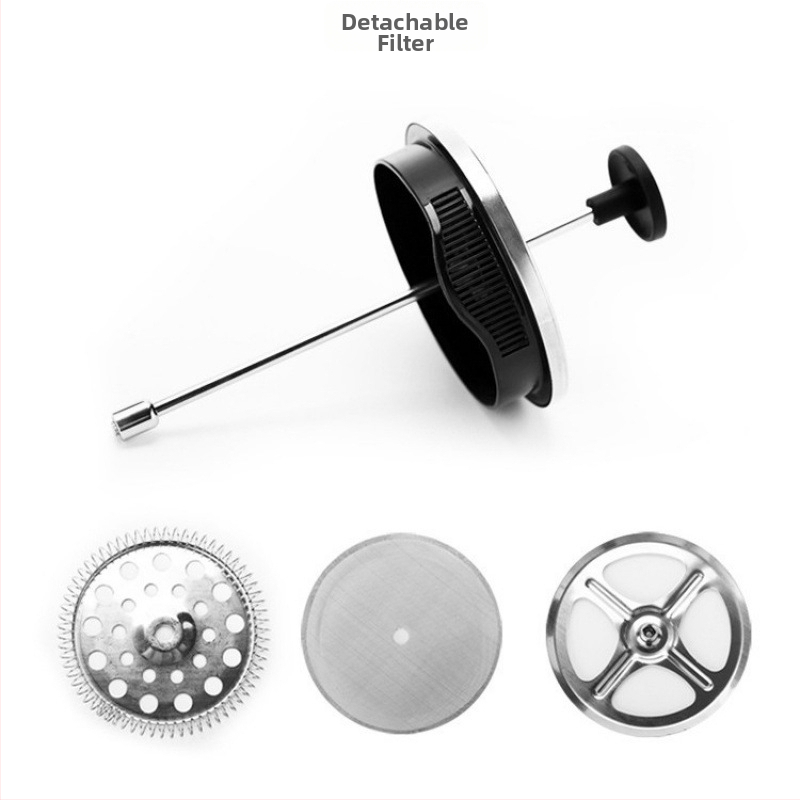 Set accesorii pentru presă franceză: filtru, mâner pentru pahar de sticlă, capac