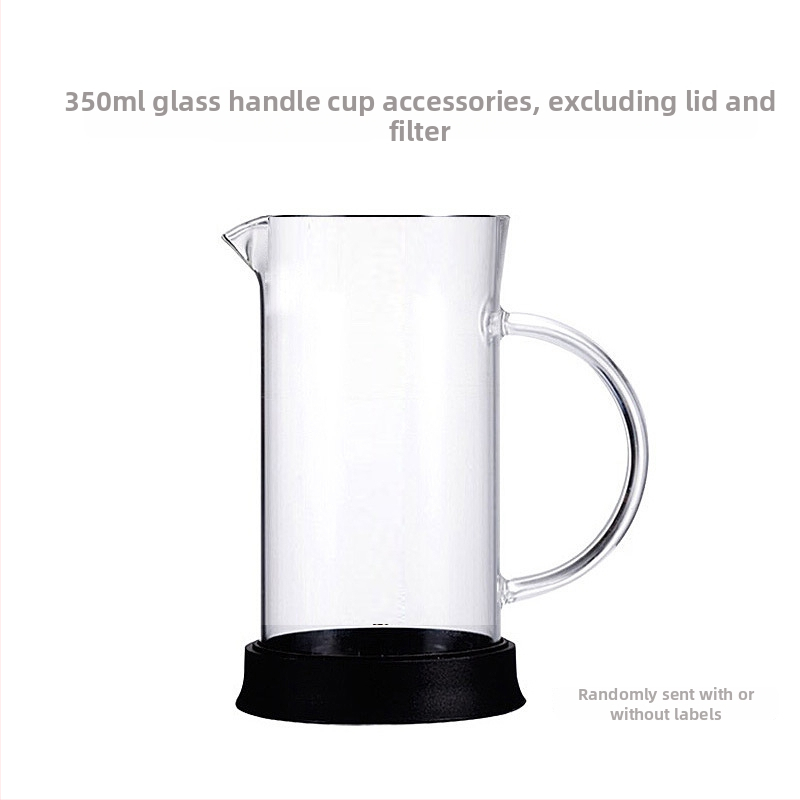 Set accesorii pentru presă franceză: filtru, mâner pentru pahar de sticlă, capac