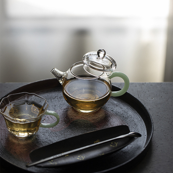 Ceainic din sticlă borosilicată rezistentă la temperatură, cu filtru pentru ceai de flori și ceai verde, ceainic din sticlă pentru o persoană, set Kung Fu ceai