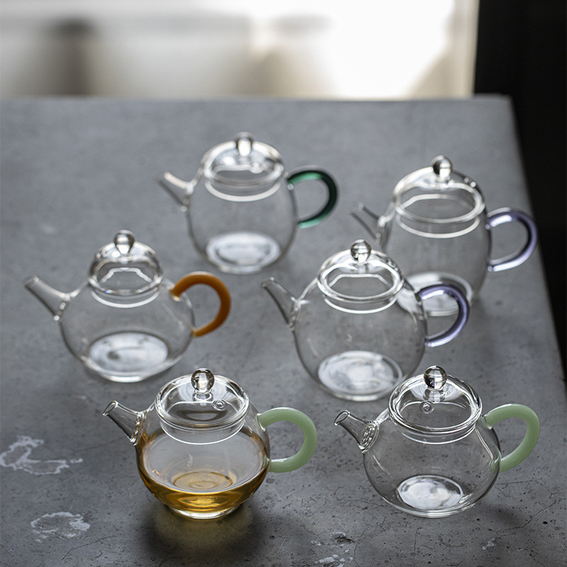 Ceainic din sticlă borosilicată rezistentă la temperatură, cu filtru pentru ceai de flori și ceai verde, ceainic din sticlă pentru o persoană, set Kung Fu ceai