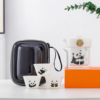 Set de ceai Panda Kung Fu, set ceramic portabil pentru călătorii și activități în aer liber
