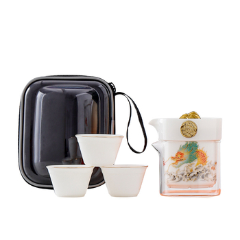 Set de ceai Panda Kung Fu, set ceramic portabil pentru călătorii și activități în aer liber