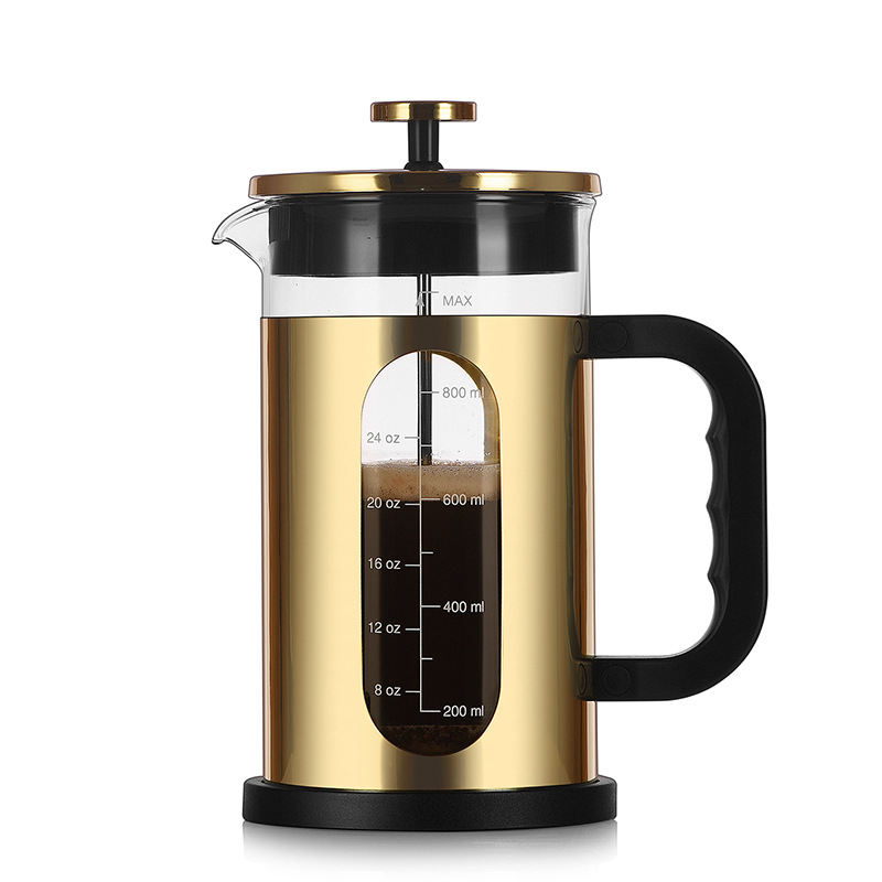 French press din sticlă borosilicată de înaltă rezistență, cu filtru din oțel inoxidabil, pentru uz casnic - cafea pregătită manual și infuzor de ceai