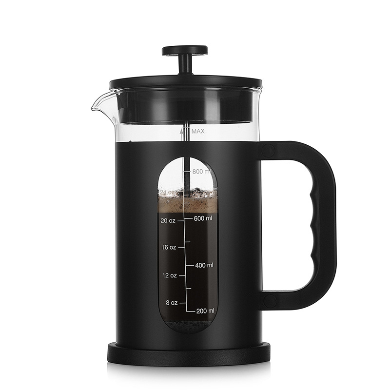French press din sticlă borosilicată de înaltă rezistență, cu filtru din oțel inoxidabil, pentru uz casnic - cafea pregătită manual și infuzor de ceai