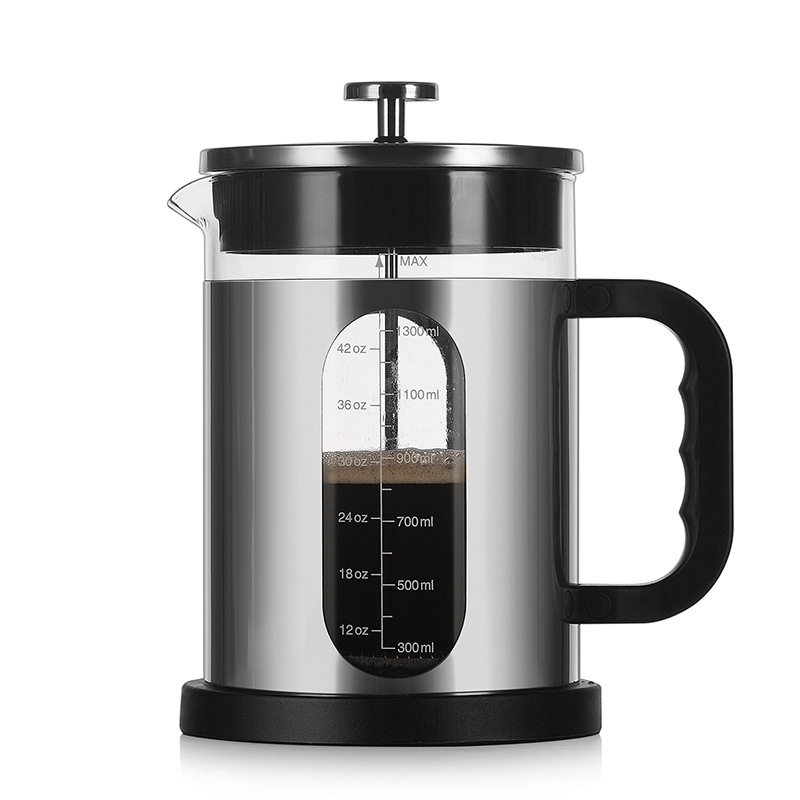 French press din sticlă borosilicată de înaltă rezistență, cu filtru din oțel inoxidabil, pentru uz casnic - cafea pregătită manual și infuzor de ceai