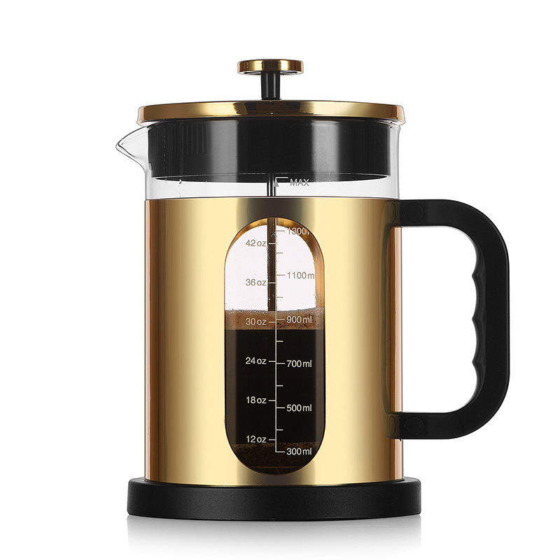 French press din sticlă borosilicată de înaltă rezistență, cu filtru din oțel inoxidabil, pentru uz casnic - cafea pregătită manual și infuzor de ceai