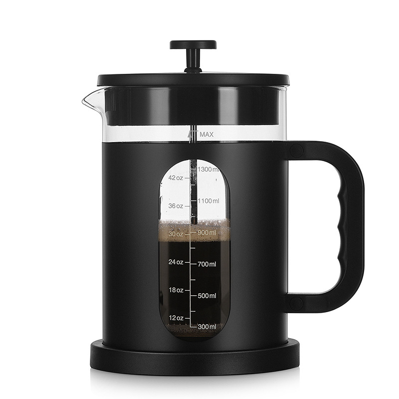 French press din sticlă borosilicată de înaltă rezistență, cu filtru din oțel inoxidabil, pentru uz casnic - cafea pregătită manual și infuzor de ceai