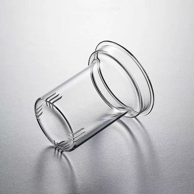 Chen An oală cu interior transparent, capac din oțel inoxidabil și lemn de nuc, separare ceai-apă la birou, design modern minimalist