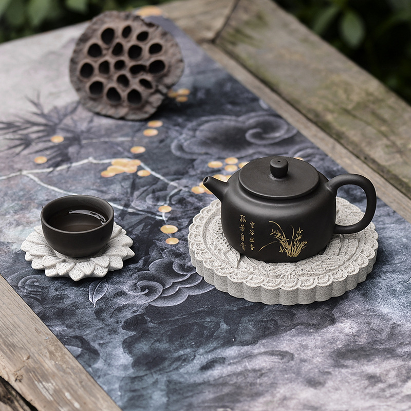 Suport ceramic absorbant pentru ceai — inspirat de piatra Han, stil Chinez nou, covoraș izolant termic pentru masă de ceai, uscare rapidă, accesorii ceremonie ceaiului