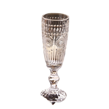 Pahar retro din sticlă, cu relief, pentru șampanie și vin, înalt din cristal, pentru uz casnic, set 6–10