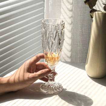Pahar de vin elegant în stil franțuzesc, sticlă cu tăietură diamant, design european retro pentru hotel