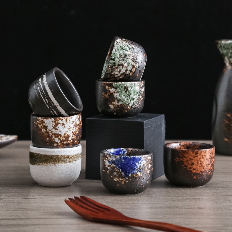 Cupe ceramice japoneze, stil mini: pahar pentru sake, ceai, farfurie pentru sashimi, ceașcă pentru espresso și lapte, accesoriu gheață uscată