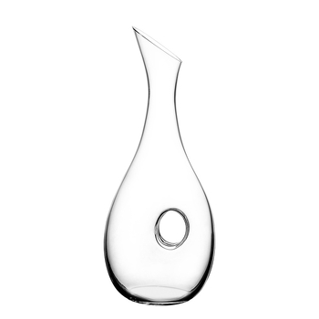 Decantor de vin din cristal fără plumb, cu gură înclinată și dispozitiv de turnare în formă de melc – set premium