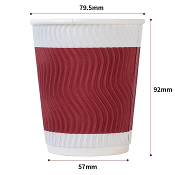 Qixin pahar din hârtie, de unică folosință, izolat, cu pereți dubli, pentru cafea sau ceai, 201–300 ml, compatibil cu microundele