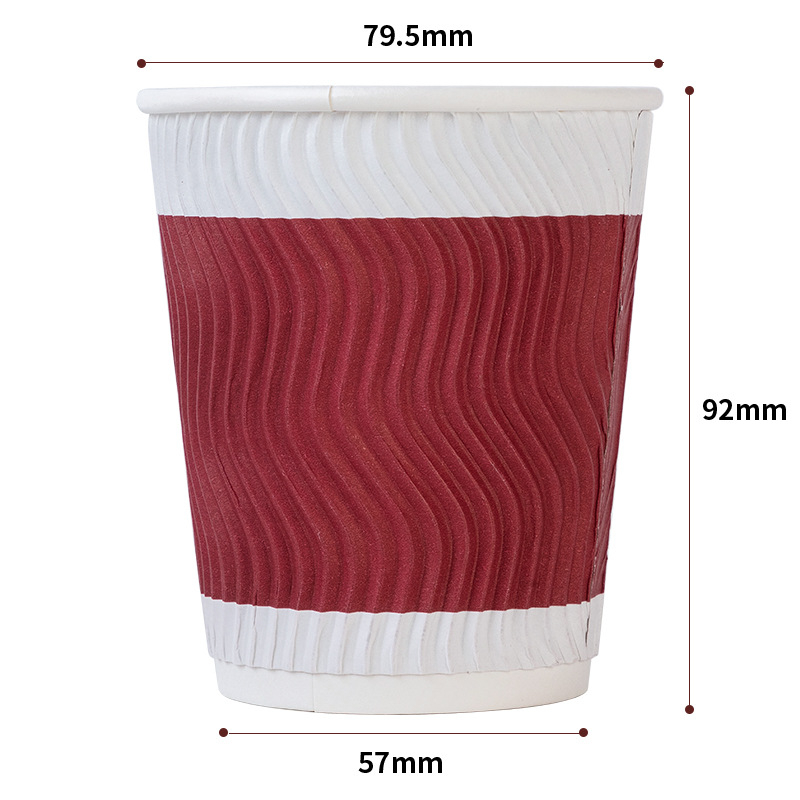 Qixin pahar din hârtie, de unică folosință, izolat, cu pereți dubli, pentru cafea sau ceai, 201–300 ml, compatibil cu microundele