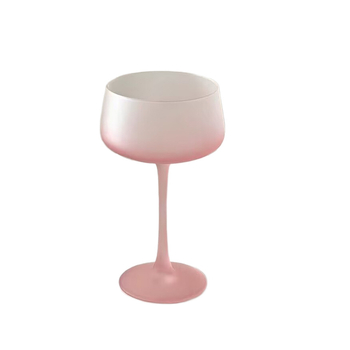 Pahar martini din cristal, înalt, roz, stil francez, pentru uz casnic