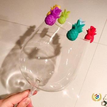 Marcator creativ pentru pahare de vin cu unicorn și ananas – etichetă de identificare din silicon