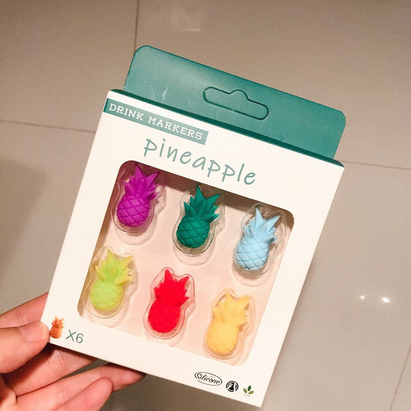 Marcator creativ pentru pahare de vin cu unicorn și ananas – etichetă de identificare din silicon