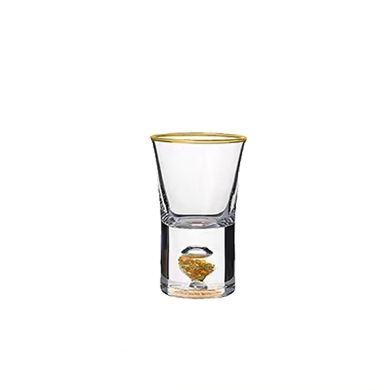 Set de pahare din cristal cu foiță de aur — pahare mici, cu gură unică, fără plumb, cu dispenser de turnare, în cutie cadou
