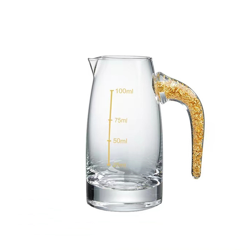 Set de pahare din cristal cu foiță de aur — pahare mici, cu gură unică, fără plumb, cu dispenser de turnare, în cutie cadou