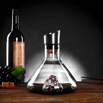 Decantator de vin cu capac, stil cascadă, sticlă fără plumb