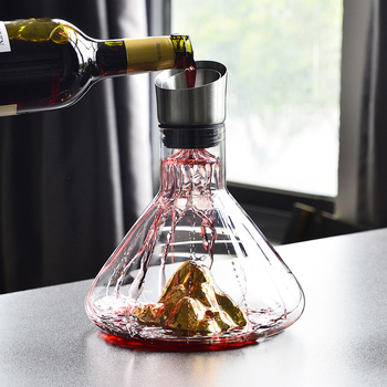 Decantator de vin cu capac, stil cascadă, sticlă fără plumb