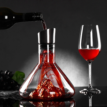 Decantator de vin cu capac, stil cascadă, sticlă fără plumb