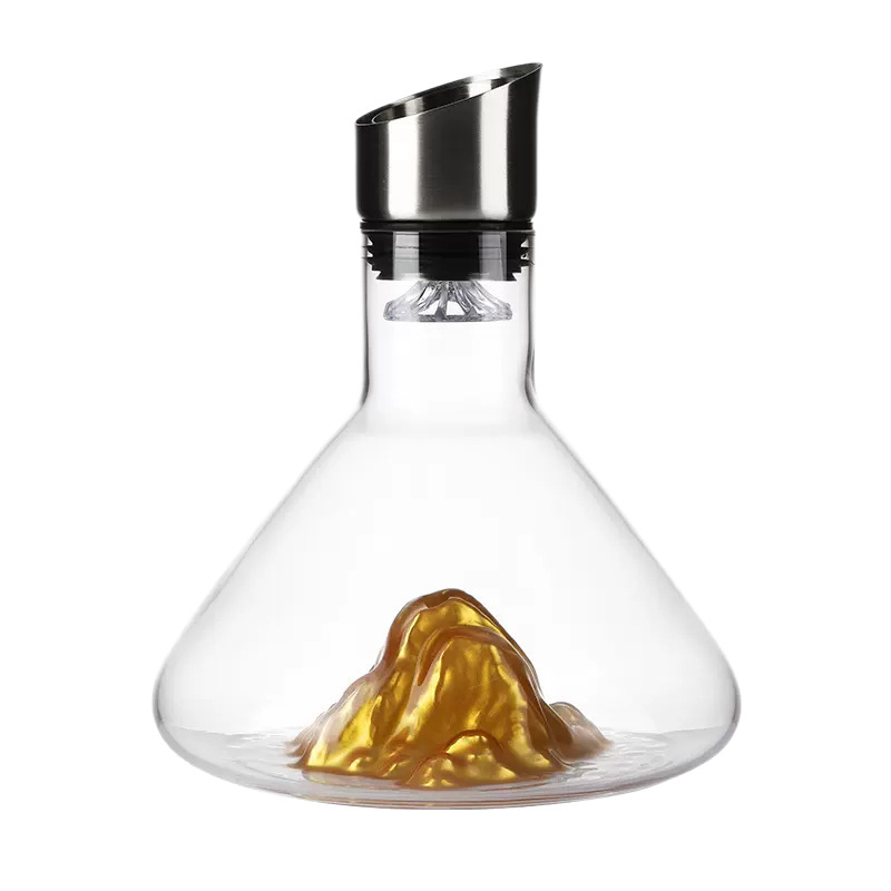 Decantator de vin cu capac, stil cascadă, sticlă fără plumb