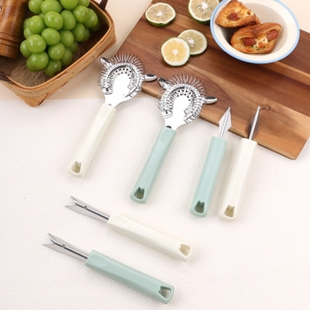 Filtru de gheață din oțel inoxidabil, stil minimalist pentru cocktailuri, unealtă de gravură și cuțit de ananas în formă de V pentru uz casnic